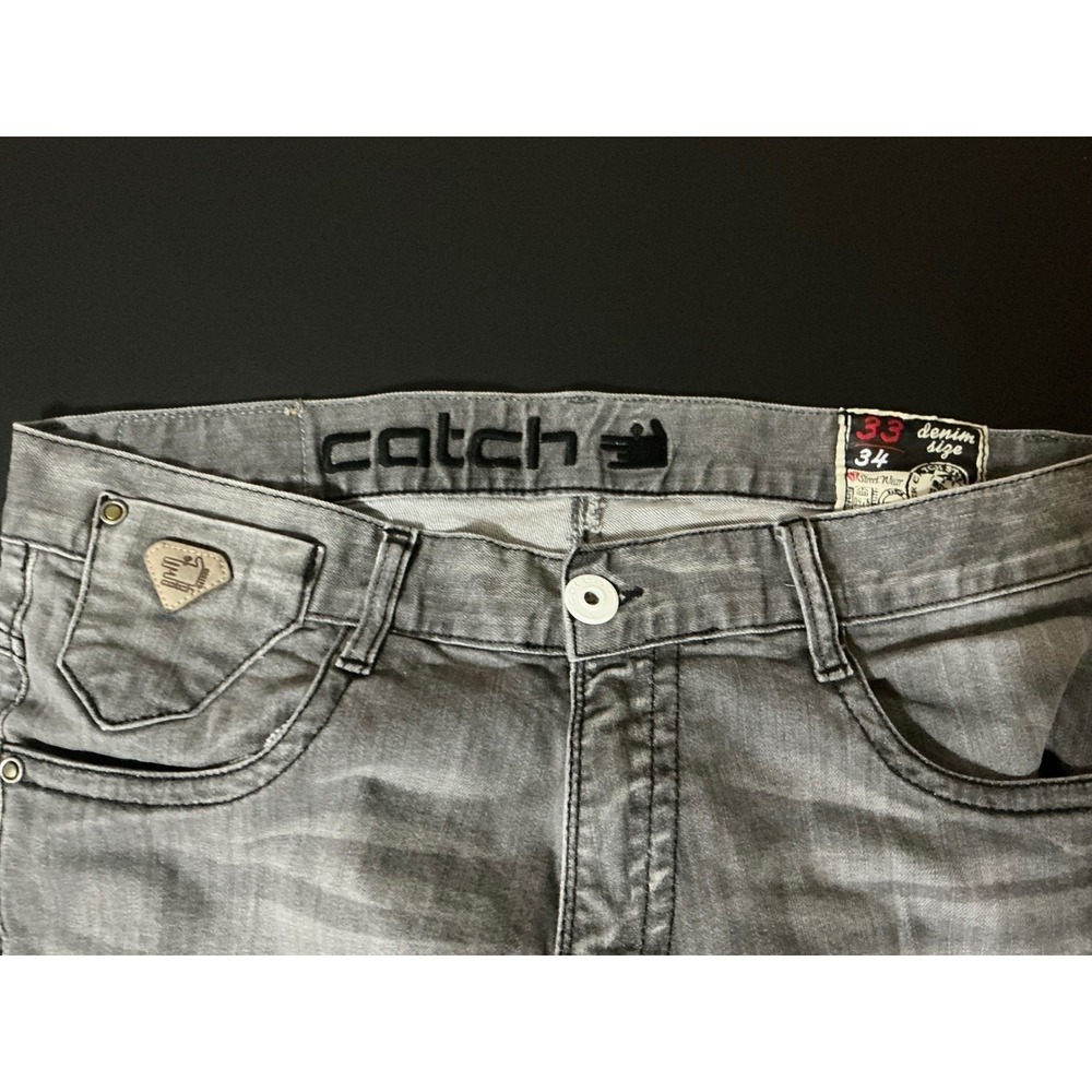 Catch Denim Mens Gray Wash Jeans Size 33x34 Straight Leg Casual